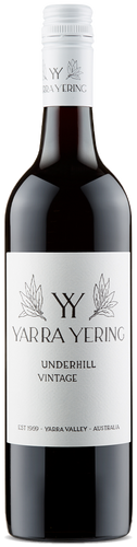 Yarra Yering Underhill Shiraz red wine bottle on a white background