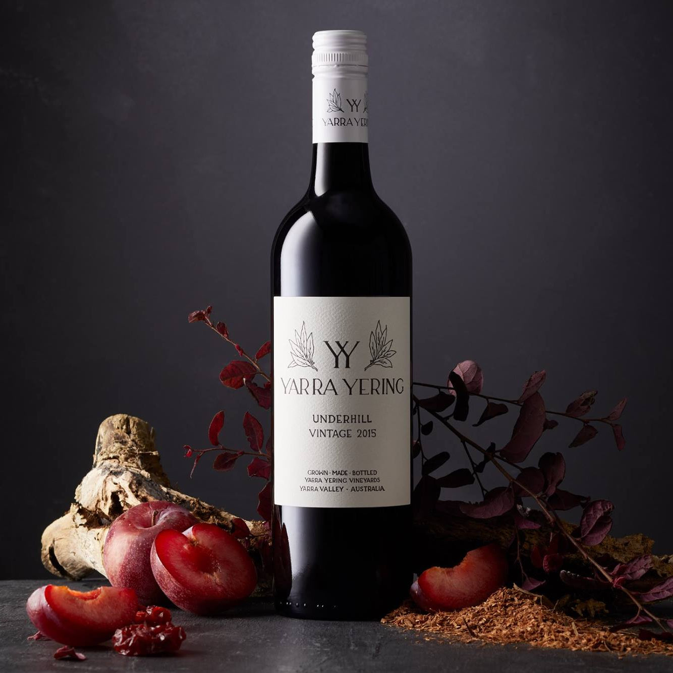 Load image into Gallery viewer, Yarra-Yering-Underhill-Shiraz bottle with a label on a dark background