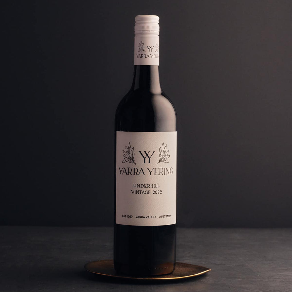 Yarra-Yering-Underhill-Shiraz bottle with 'Yarra Yering' label on a dark background