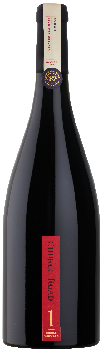 A bottle of Church Road 1 Syrah wine 