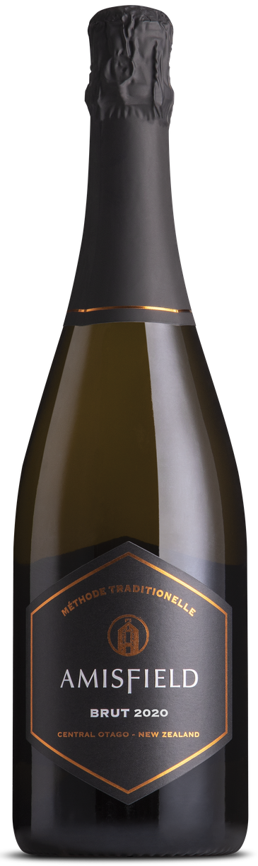 An image of a bottle of an elegant & popular Méthode Traditionnelle sparkling NZ wine from Amisfield in Central Otago.