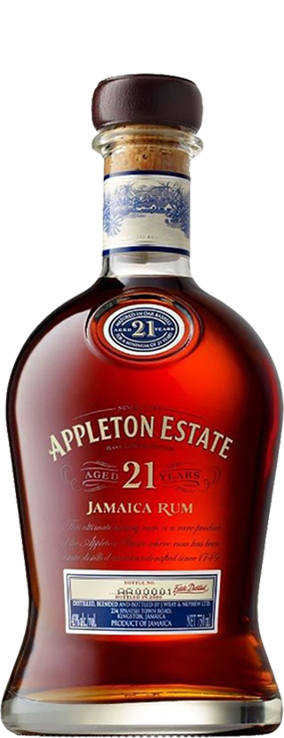 An image of a bottle of premium Appleton Estate 21 Year Old Gold Rum
