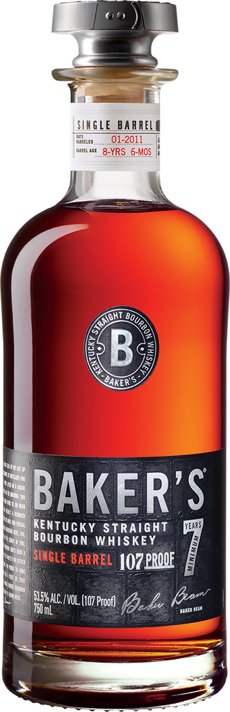 An image of a bottle of Baker's 7 Year Old Kentucky Straight Single Barrel Bourbon Whiskey