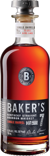 An image of a bottle of Baker's 7 Year Old Kentucky Straight Single Barrel Bourbon Whiskey