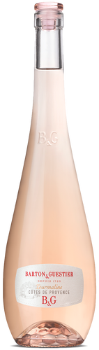 Bottle of Barton Guestier Provence Rosé wine with a pink hue and a label that includes the brand name and variety.