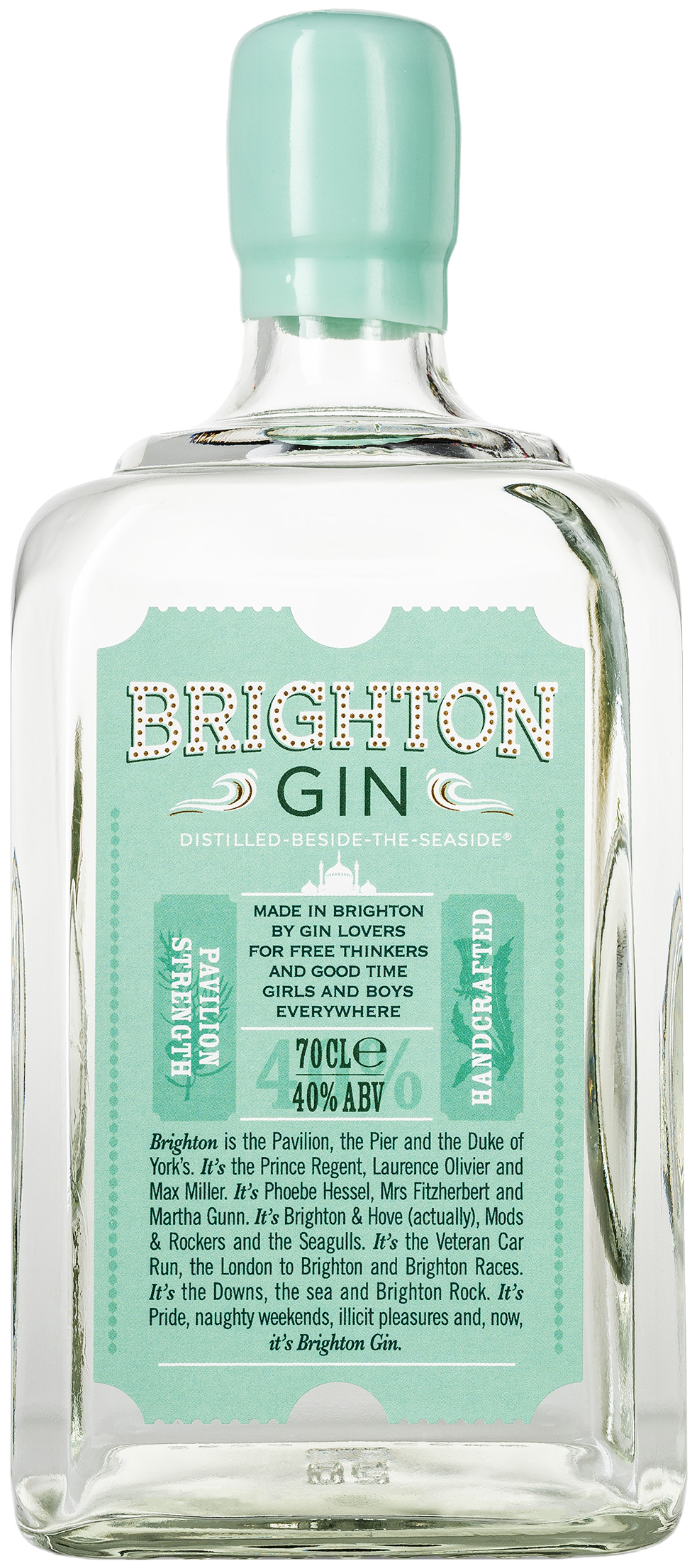 An image of a bottle of Brighton Gin Pavilion Strength Gin, 700ml