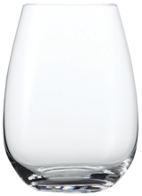 Load image into Gallery viewer, A clear, colorless stemless tumbler glass designed for serving spirits, cocktails, or wine.