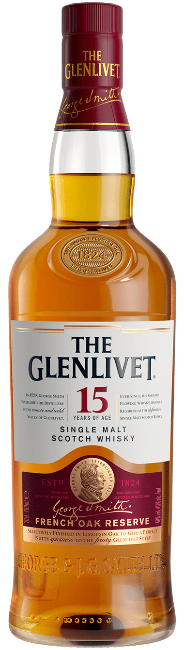 An image of a bottle of Glenlivet 15 Year Old French Oak Reserve Single Malt Scotch Whisky