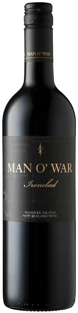 An image of a bottle of Man O' War Ironclad Waiheke Island, one of the nest NZ Bordeaux Blends