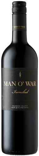 An image of a bottle of Man O' War Ironclad Bordeaux Blend from Waiheke Island, one of the nest NZ Bordeaux Blends