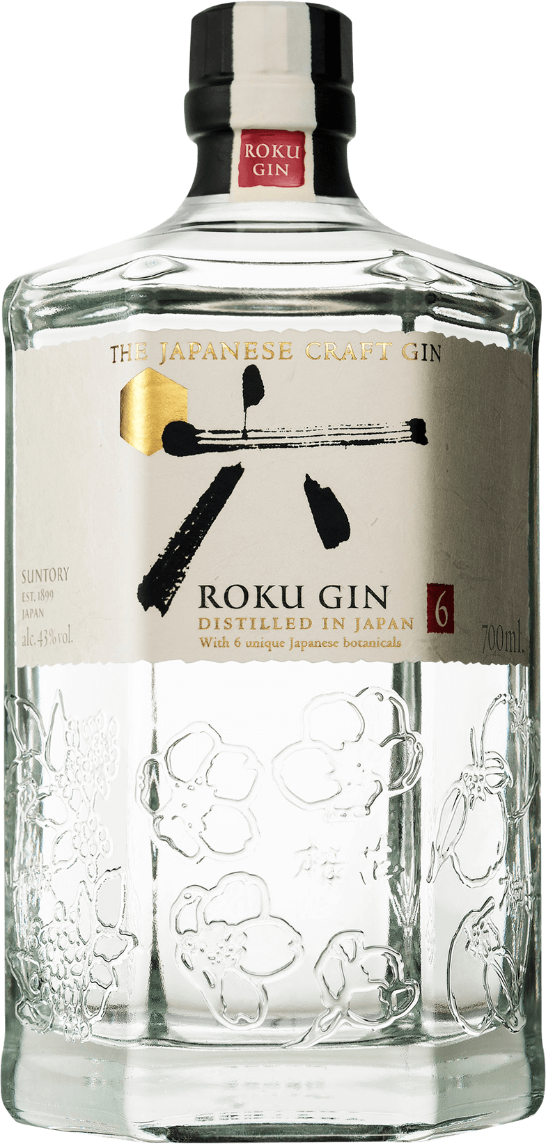 An image of a 1 litre bottle of Suntory Roku Craft Gin, simply delicious