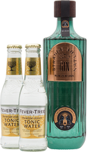 Load image into Gallery viewer, An image of a beautiful and uniquely Kiwi Strange Nature Gin that&#39;s been infused with New Zealand Sauvignon Blanc plus two Fever-Tree Indian Tonic waters beside to compliment this stunning gin
