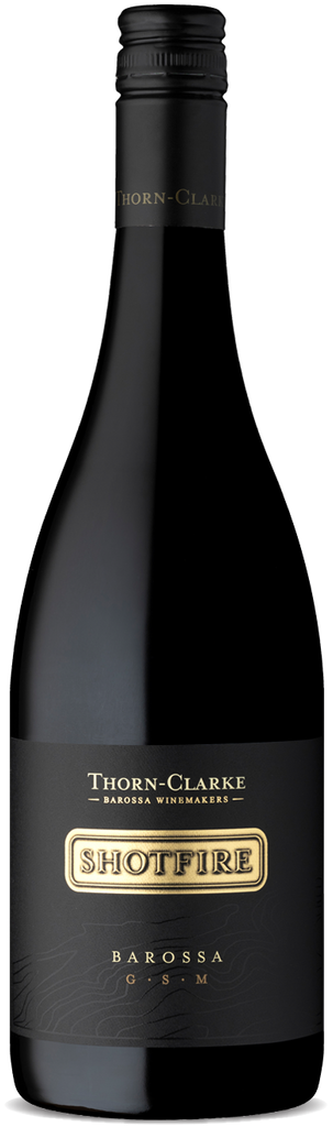An image of a bottle of Thorn-Clarke Shotfire Grenache, Shiraz, Mourvedre red wine blend