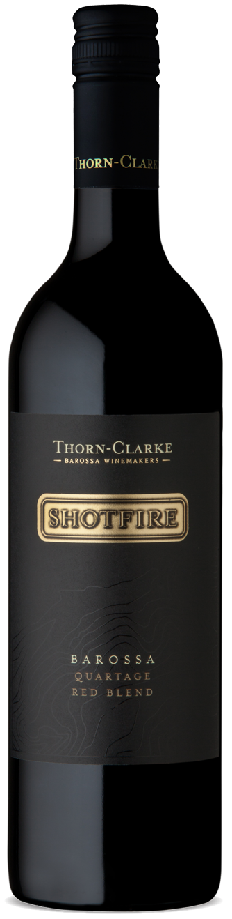 An image of a bottle of Thorn-Clarke Shotfire Quartage, Bordeaux Blend style wine