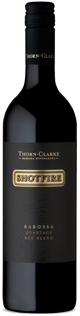 An image of a bottle of Thorn-Clarke Shotfire Quartage, Bordeaux Blend style wine
