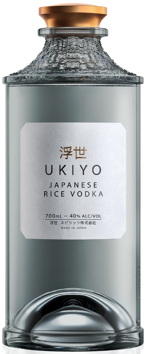 An image of a bottle of smooth and elegant UKIYO Japanese Rice Vodka