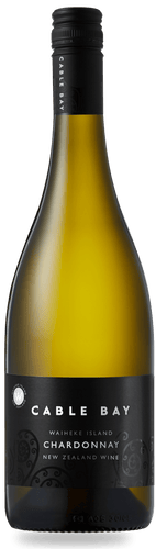 An image of a bottle of the vibrant and fruity Waiheke Island Chardonnay by Cable Bay. 